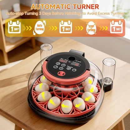 Full Automatic Egg Incubator WiFi with Camera, Automatic Egg Turner, Humidity and Temperature Control, APP Notification, Egg Candler, Smart Incubators for Hatching 12 Eggs, Chicken, Pigeon and Quail