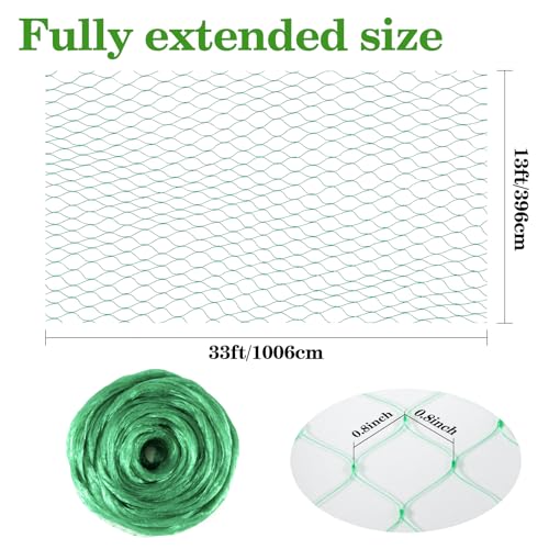 Bird Netting for Garden 13x33ft - Sukh Garden Netting Mesh for Garden Protection Bird Fence Plant Netting Chicken Coop Deer Squirrels Poultry Protect Fruit Trees Vegetable