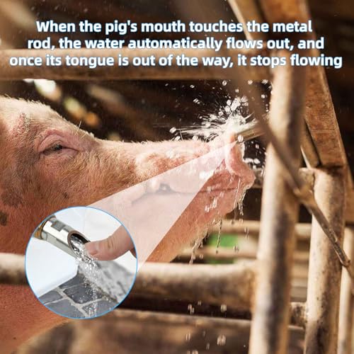 4PCS Pig Waterer Nipple, Automatic Pig Nipple Water Drinker for Barrel Kit, Stainless Steel Hog Water Drinker Feeder with Brass Water Tank Connectors Kit for Pig Goats Swine Piglets Drinking - color: Coppery-4 Pcs