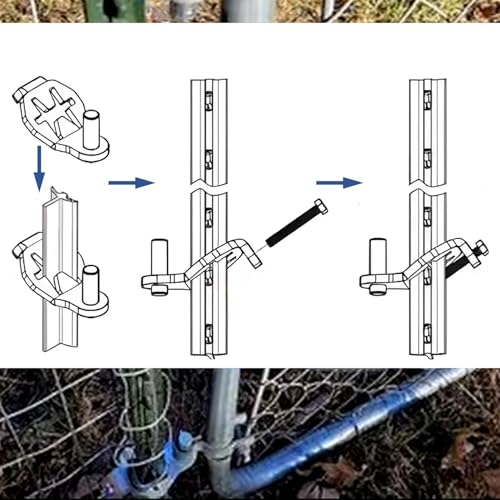 QMARK Fence Gate Hinge Pins, 5/8 Inch, 2 Pack, Galvanized Steel Fence Gate Hangers for Farm and Garden (T-Post Hinge)
