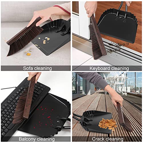 Heavy-Duty Metal Dust Pan-10”Wide Handheld Angled Dustpan with Grip Handle | Stainless Steel Dust Pan with Handle,Precision Edge for Small Debris,Black Hanging Dustpan for Home,Fireplace Ash,Wood Stove - size: dustpan 11.8inches