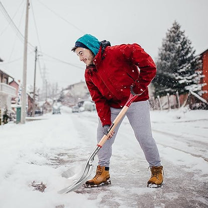 Aluminum Snow Shovel Driveway Snow Removal Tools Wide Grain Shovels | Light weight Aluminium Shovel Head, Large Capacity,Sturdy Wooden Handle,Snow Removal Tools,For Grain Transporting - style: Garden