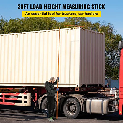 VEVOR Load Height Measuring Stick, 20' Sturdy Fiberglass Truck Height Stick with Adjustable Pole, Non-conductive Truck Height Measuring Stick with Carrying Bag, Height Stick for Trucks, Car Haulers - size: 20ft