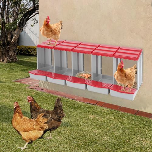 Chicken Nesting Box, 3 Compartments Laying Boxes for Hens, Nest Box for Chicken Duck Poultry Coop, Wall Mount Chickens Roosting Boxes, Protect Collect Egg (Red) - color: Red