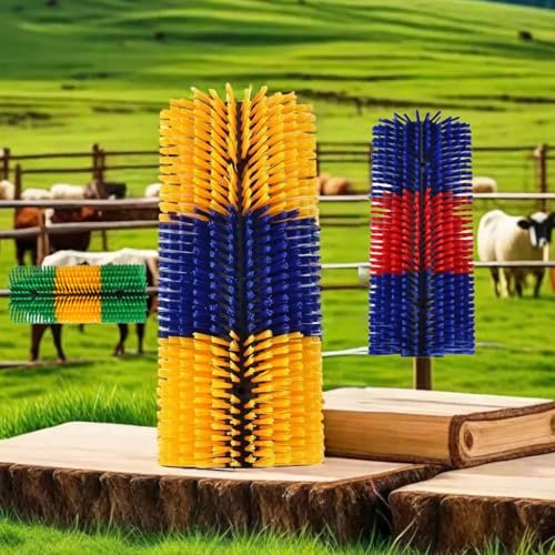 2PCS Livestock Scratching Brush, Goat Scratcher Post with Cleaning Brush, Grooming and Massage Brushes for Horse Cow Sheep, Animal Itch Relief and Back Scratcher - color: Green