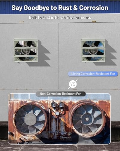 iLiving 12-Inch Corrosion Resistance Shutter Exhaust Fan, Single Speed - style: Corrosion-Resistance