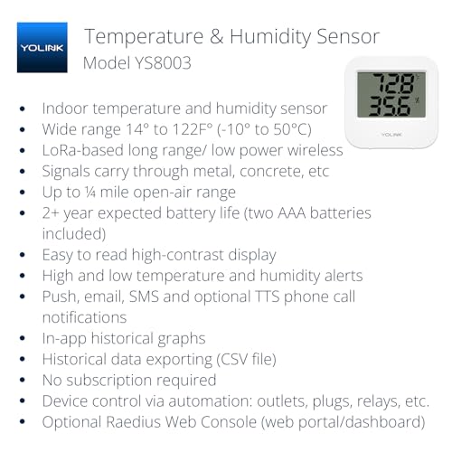 Smart Wireless Temperature Sensor/Humidity Sensor Wide Range (14 to 122 Degrees) for Fridge Monitoring Pet Cage/Tank Monitoring, Smartphone Alerts, Compatible with Alexa IFTTT - Hub Included - style: 1-Pack with Hub