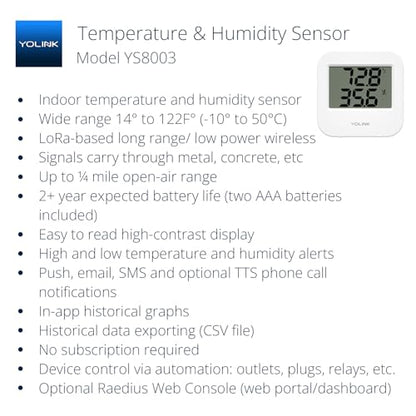 YoLink SpeakerHub & Two Temp/Humidity Sensors Starter Kit – Audio Hub Plays Tones/Sounds, Spoken Messages, Text Messages, LoRa-Powered ¼ Mile Range, Compatible with IFTTT, WiFi Required - style: 2-Pack with SpeakerHub
