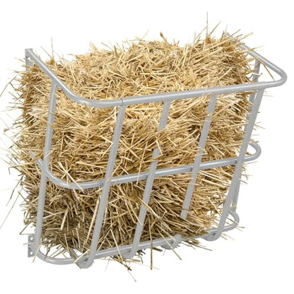 Large Capacity Wall Mounted Hay Feeder, Heavy-Duty Steel, 22.8 x 14.6 x 20 Inch, for Horse, Goat, Sheep Livestock, Silver
