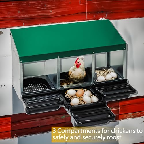 Trademark Innovations Chicken Nesting Boxes for Laying Eggs, Hen Nest Box, Roll Away Nest Box, Homestead Supplies