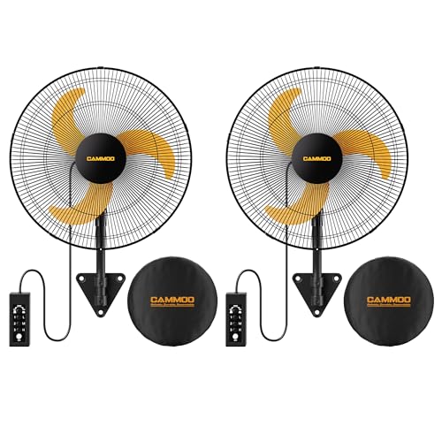 CAMMOO 18 Inch Wall Mount Fan Oscillating, 600D Oxford Cover & Wired Remote | Extended 3.3ft Wired Remote & 6.6ft Power Cord Wall Fan, 3-Speed High Velocity Wall Mounted Fan, for Garage, Workshop - size: 18 Inch