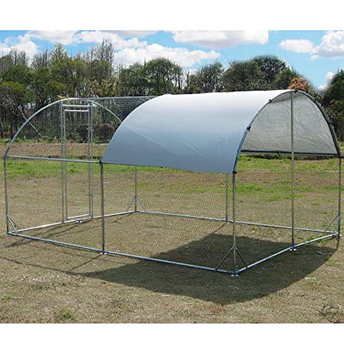 Large Metal Chicken Coop, Walk-in Poultry Cage Galvanized Hen Playpen House Dome Shaped Coop with Waterproof and Anti-Ultraviolet Cover and Lockable Door for Outdoor, Backyard Farm (12.5’ L x 9.2’ W) - size: 150.0"L x 110.0"W x 76.8"H