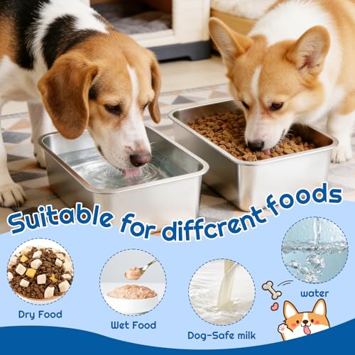 YUDANSI 2-Pack Stainless Steel Large Dog Bowl - Single Bowl 3.5L/0.9 Gallons Metal Pet Water & Food Bowl, No-Spill Anti-Fall Durable Easy to Clean, Indoor/Outdoor Use for Medium, Large Dogs - size: 0.9Gallons/3.5L