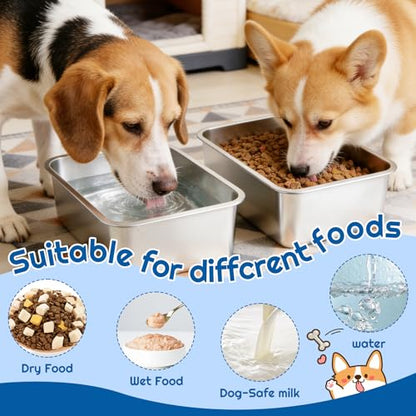 2-Pack Stainless Steel Large Dog Bowl - Large Capacity Single Bowl 5L/1.3Gallons Metal Pet Water & Food Bowl,No-Spill Anti-Fall Durable Easy to Clean, Indoor/Outdoor Use for Medium,Large,X-Large Dogs - size: 1.3Gallons/5L