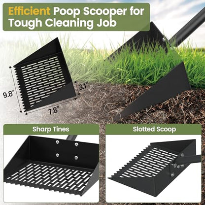 Alloy Steel Chicken Poop Scooper for Sand - 10” Large Chicken Coop Scoop - Simplified Cleaning 40-67” Poop Scoop with Adjustable Handle - size: 9.8" Wide