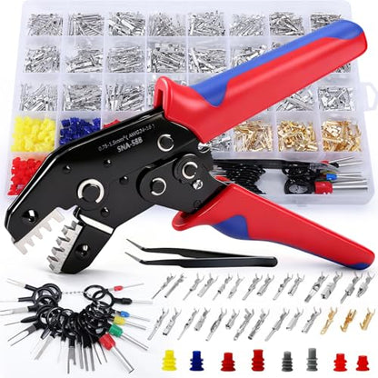 969Pcs Connector Pins Kit & Crimp Tool,28 Types Electrical Terminal Pins Kit,Terminal Wire Harness Male&Female Wire Seals Crimp tools Set