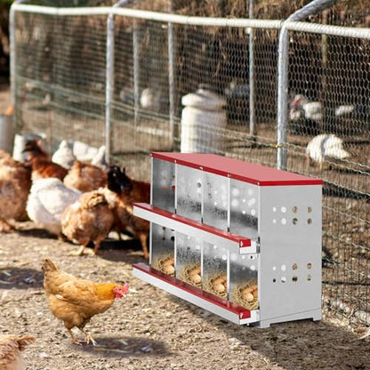 Outvita Chicken Nesting Box, 8 Compartment Metal Nesting Box, 8 Room Wall Mountable Nesting Boxes for Hen, Red - size: 8 Compartments
