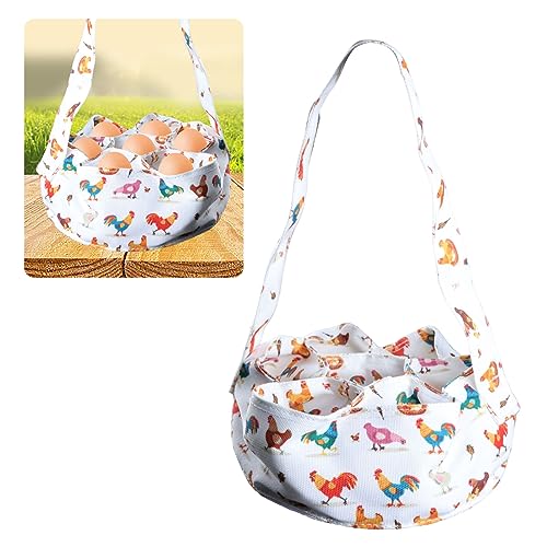 Eggs Collecting Basket with 7 Pouches, Eggs Gathering Basket Canvas Carrying and Collecting Chicken Egg Bags for Farmhouse Chicken Hen Duck Goose Housewife Garden Transporting Storage