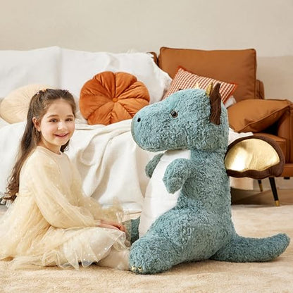 IKASA Giant Dragon Stuffed Animal Plush Toy,23" Large Winged Dinosaur Big Jumbo Soft Toys, Huge Size Cute Fluffy Plushy Fat Plushie,Gifts for Kid - style: Dragon