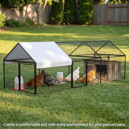 NUGRIART Metal Chicken Coop with Run – 157” Waterproof Poultry Cage, Expands Existing Wooden Coops, Ideal for Small Backyard Flocks - size: 157.0"L x 40.0"W x 40.0"H
