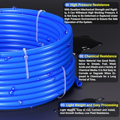TAILONZ PNEUMATIC Air Line 1/4 inch od Blue Pneumatic Nylon Tube 32.8ft Air Brake Tubing Nylon Hose - color: Blue-Nylon, size: 1/4'' OD/32.8ft/10m