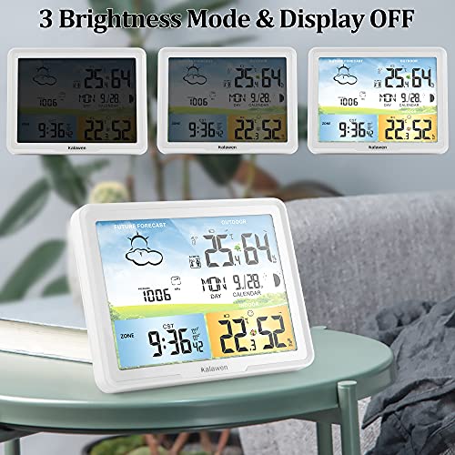 Weather Station Wireless Indoor Outdoor Home Weather Stations with Atomic Clock, Digital Weather Thermometer, Temperature Humidity Monitor Weather Forecast Stations with Moon Phase