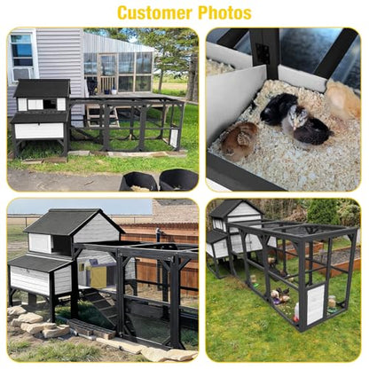 Aivituvin Chicken Coop Extra Large for 8-10 Chickens Wooden Hen House Outdoor with Wheels 41.17ft² Poultry Cage with Run, 6 Nesting Boxes (Black ＆ White) - size: Black-118.11"L x 53.54"W x 49.53"H