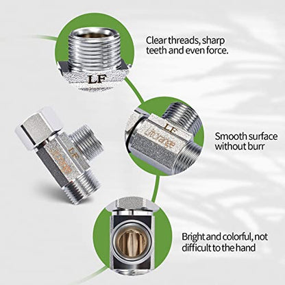 Litorange Lead-Free Brass 1 PCS Brass Angle Stop Add-A-Tee Valve 3/8" Compression Inlet by 3/8" Compression Outlet by 3/8 Inch Compression Outlet Easy Connect Tee - size: 3/8" Add-A-Tee Chromed