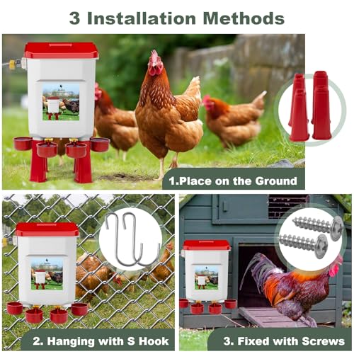 3 Gallons Automatic Chicken Waterer, Float-Controlled Chicken Water Feeder, Large Watering System with 60 Inch Water Hose (One End 3/4''), Poultry Waterer for Duck Quail Turkey Chick
