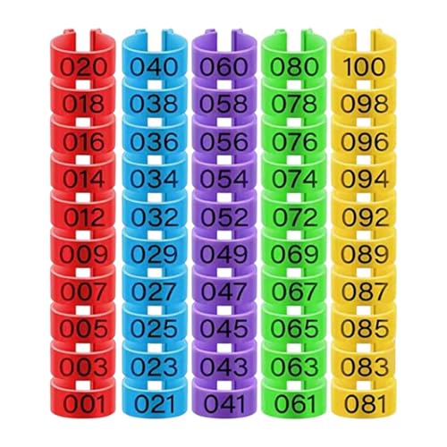 100 Pieces of Identification Rings for Chickens, Poultry Foot Tags, Clip Bands for Birds, M