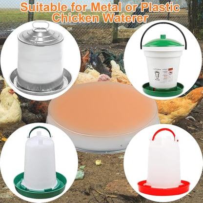 2 Pcs Poultry Chicken Water Heater: Chicken Water Heater Base for Winter, for Plastic/Metal Poultry Watere Under 6 Gallons, Heated Waterer for Chickens 125W - size: 15 inch (2-Pack)