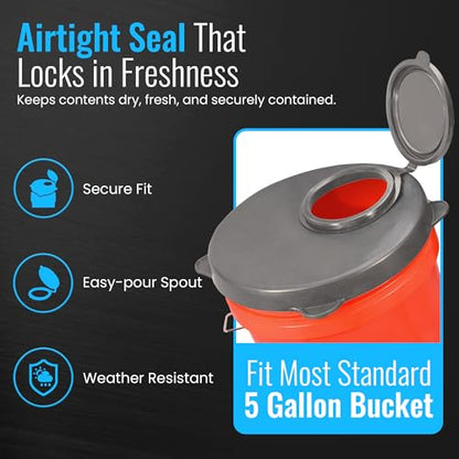 Skywin 5 Gallon Bucket Lid, Seal Lid, Wood Pellet Storage Containers, Bird Seed Container, Lump Charcoal Storage, Weather Resistant Rubber (Bucket Not Included) (Grey) - color: Gray