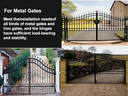 7" Heavy Duty Gate Hinges,1100Lbs Max Load,Thickened Solid Steel | 90°Inward/Outward Swivel, Lubricable Roller Bearings,Bolt&Weld on Driveway Gates, Large Metal, Wooden Gates& Farm Gates
