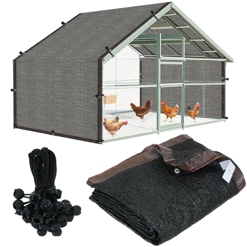 19.7 * 6.6 FT Chicken Coop Cover UV 90% Shade Cloth Kit for Block Summer Sun Protection Cages Cover - Extra Length Shade Netting for Full Roof Coops, Outdoor Garden Patio Yard Plants Chicken Run Pen