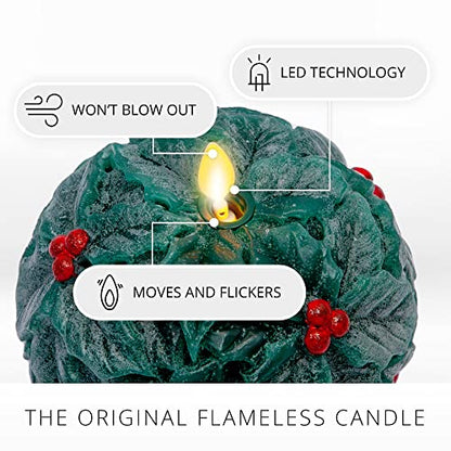 Luminara - Flameless Holiday Crystal Beads Glitter Sphere Candle - Chalky Green - Pack of 1-4x4.25 - Auto Timer Built-in 5-Hour Timer Indoor Use - color: Chalky Green
