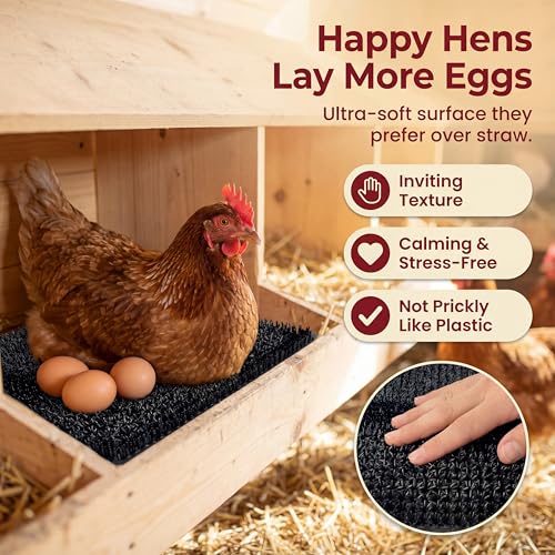 6 Pack Ultra Soft Washable Chicken Nesting Pads for Chicken Coop — Premium Food Grade Mats — 100% BPA Free — Durable & Easy to Clean Reusable Nesting Pads - size: 6 Pack