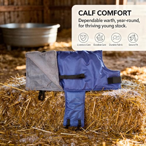 Calf Saver Coat, Widened Design, 34.3 x 27.6 in, Windproof Calf Blanket with Soft Lining, Abdomen Protection, Reflective Stripe, Polyester Material for Calves