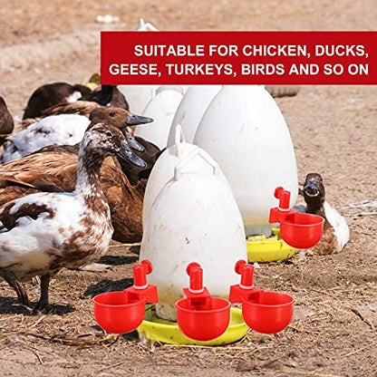 Patelai Chicken Water Cups, Chicken Waterer Cups Summer Water Feeder Cup 3/8 Inch Thread Automatic Filling Waterer Poultry Drinking Bowl for Duck Turkey Bunny(Red,6 Pieces) - color: Red