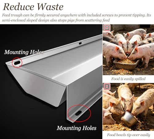 Customizable Pig Feeder with Large Storage Space, Heavy Duty Anti-rust Goat Feeder, Floor & Wall Mounted Water Trough for Cattle, Hog, Sheep(L150cm/4.9ft) - size: L150cm/4.9ft