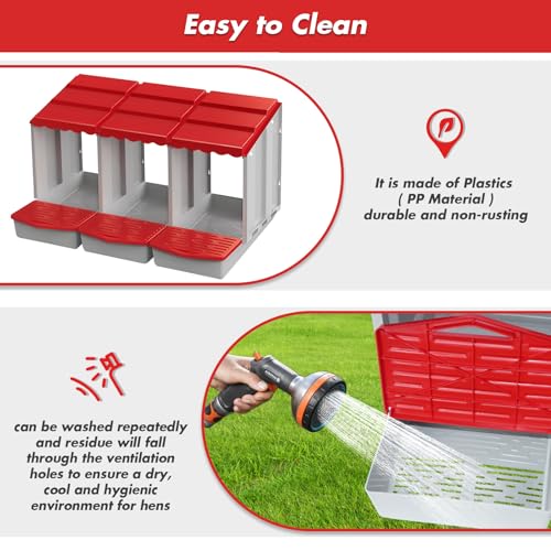 Chicken Nesting Boxes,3 Hole Nesting Box for Chicken Coop, Rolling Egg Collection and Protection Nesting Boxes - size: 3 Compartment