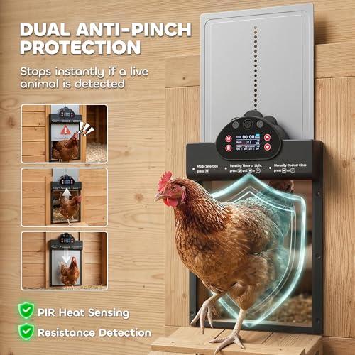 PawHut 2K HD AI Camera Automatic Chicken Coop Door, WiFi Solar Powered Auto Chicken Coop Door Opener with Timer & Light Sensor, APP Remote Control, 5200 mAh Battery, Anti-Pinch & Alarm Driver Function