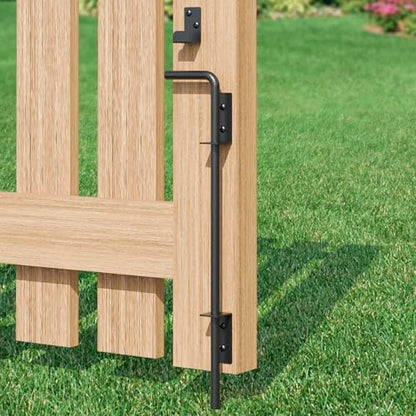 18" Heavy Duty Cane Bolt Gate Drop Rod, Extra Thick Gate Ground Latch Hardware for Wood PVC Vinyl Metal Fences Gates, Wrought Iron Doors Stopper Gate Latches, Black Finish, 1 Pack - size: 18 Inch