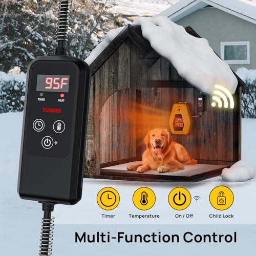 TURBRO Neighborhood WiFi Dog House Heater 800W, Wall Mount, 10ft Anti Bite Cord, Waterproof Control, Overheat Protection, Electric Warmer for Hound Kennel Cat Cage Chicken Coop, UL Test Passed - size: 800W with WiFi