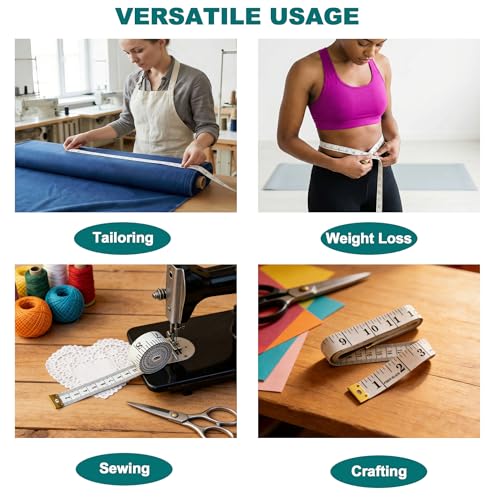 Soft Tape Measure for Body Measurements 3 Pack, 60 Inch Flexible Measuring Tape for Body – Dual Scale Inch/cm, Fabric Tape Measure for Sewing, Tailor, Seamstress, Clothing & Waist Measuring