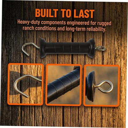 SOLUSTRE 4pcs Electric Fence Gate Handles with Spring Insulators for Ranch and Outdoor Use Plastic Construction for Easy Installation and Reliable Gate Control