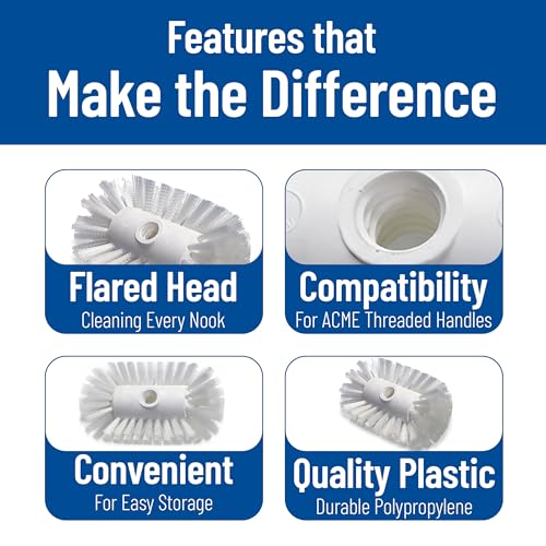 SPARTA Spectrum 7.5" Tank and Kettle Brush Head with Flared Nylon Bristles, 5.5" Diameter, 3/4-5 ACME Compatible, Commercial Cleaning Head Only, 7.5 Inches, White - size: 5.5 x 7.5 Inches