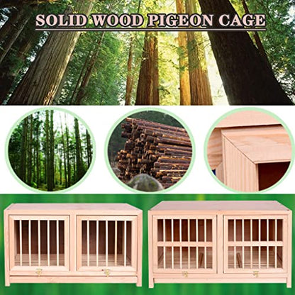 Bird Cage Large Size Solid Wood Pigeon Pairing Cage, Indoor Pigeon Nest Box with Pull Out Tray, Easy to Clean, Need to Install(Natural,27.6IN*3) - size: 27.6IN*3
