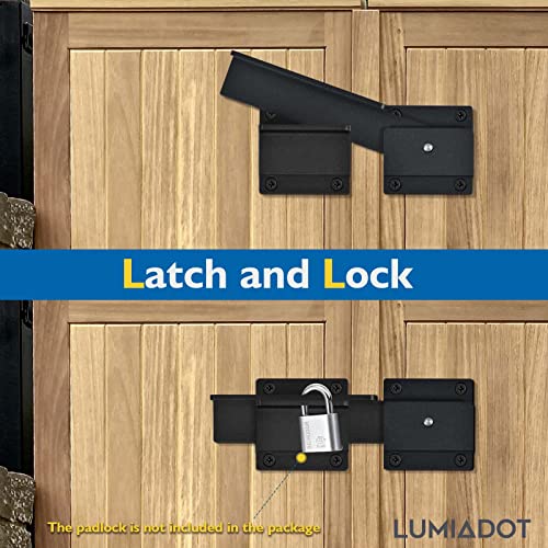 Flip Gate Latch Lock with Padlock Hole 2Pack, 3.5mm Heavy Duty Aluminum Alloy Adjustable Door Latch for Sliding Swing Open Gate, Outdoor, Wooden Fence, Barn, Shed, Garage, Yard - size: 2 Pack