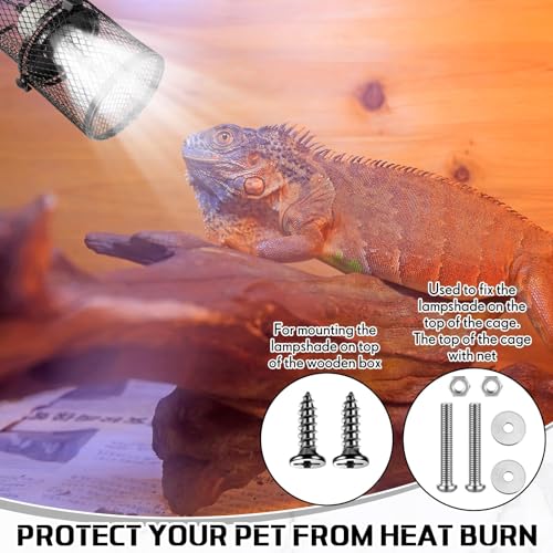 VIHOSE Retractable Reptile Heat Lamp Holder, Ceramic Heat Emitter Lamp-Cage with Adjustable Anti-Scald Mesh Cage Heating Lamp Stand for Pet Amphibian Snake Lizard Frog Chick, Without Bulb(White) - color: White