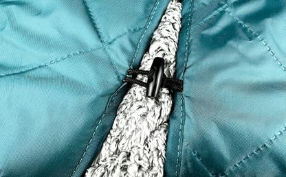 DOWN UNDER OUTDOORS Waterproof 350 GSM Fleece or Sherpa Stadium Blanket | Large Extra Thick, Windproof, Quilted, Machine Washable, Camping Picnic & Outdoor, Beach, Dog, secret pocket, 82 x 55 inches - color: Teal/Heather Grey
